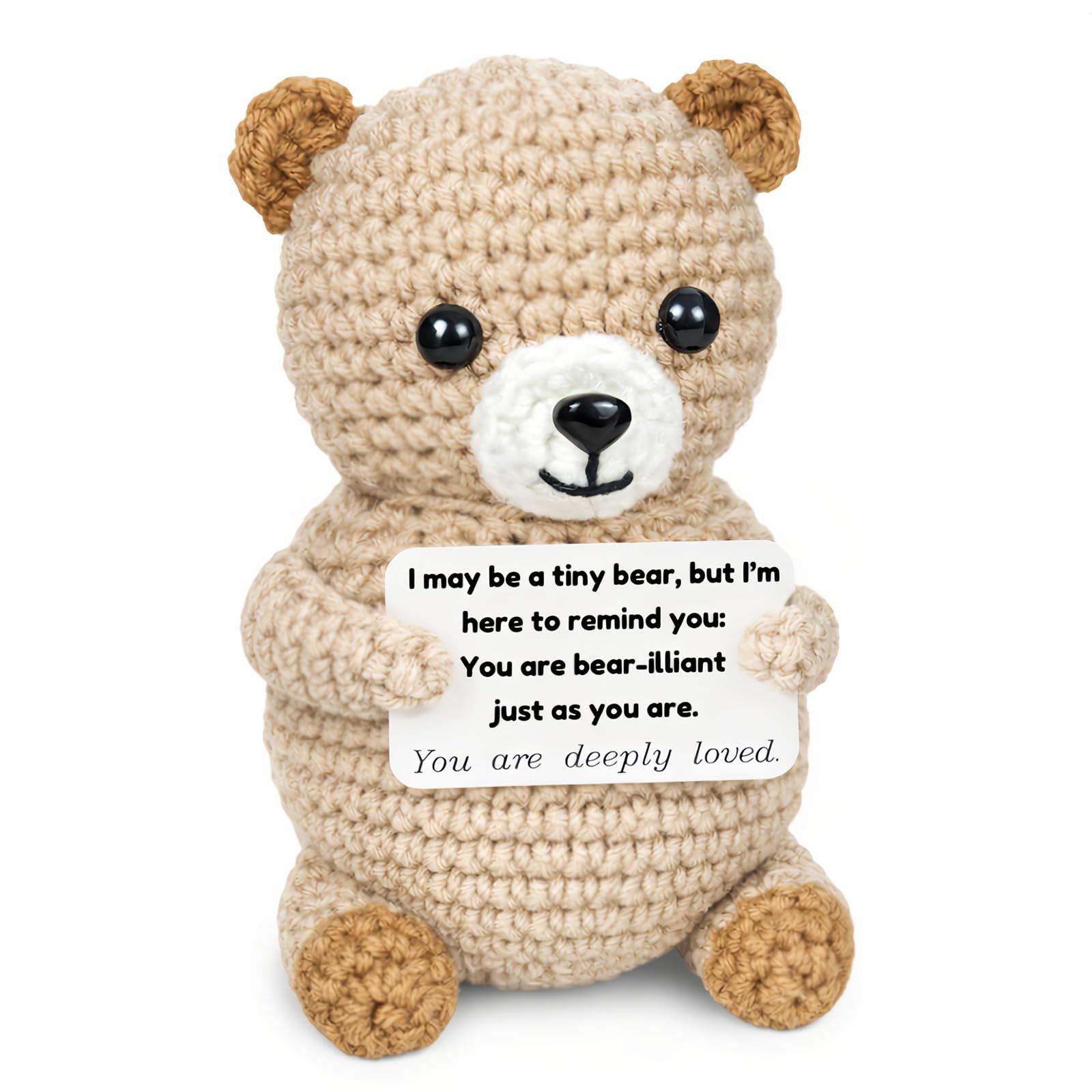 SIOTMERA Positive Crochet Bear Gifts for Women Men - Handmade Bear Crochets Animals Funny Gifts, Anniversary Birthday for Friends Mom Boyfriend Girlfriend Wife Husband Coworker
