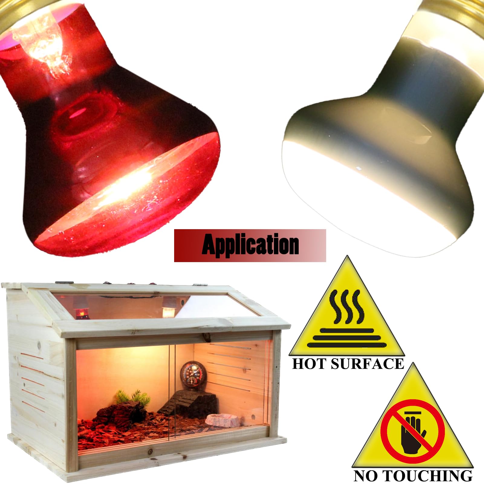 Reptile Heat Lamp Bulb 100 Watt, Day Time & Night Basking Spot Light Combo Pack, Amphibians Infrared Red Heat Light Bulb and Daylight Heating Lamp for Bearded Dragon, Leopard Gecko, Chicken, 4 Pack - image 6