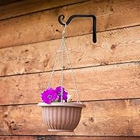 Vista 5 de Paquete de 2 ganchos resistentes para plantas al aire libre, ganchos de pared de metal negro para cestas de flores, comederos de pájaros, linternas