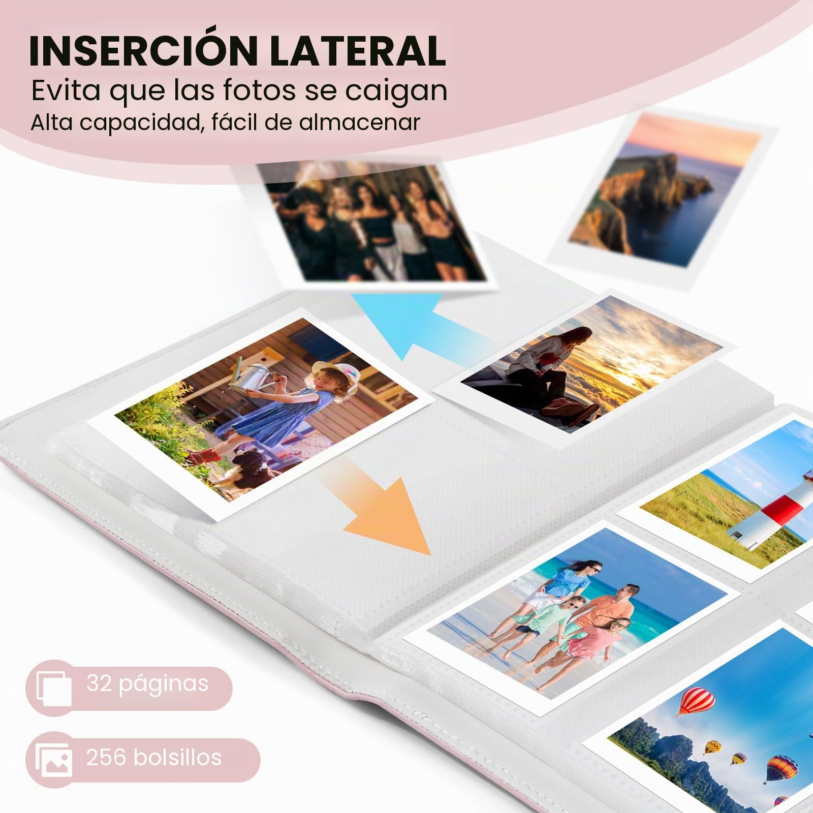 Álbum de fotos DUNSOO 256 bolsillos para Instax Mini compatible con Fujifilm Kodak Zinc