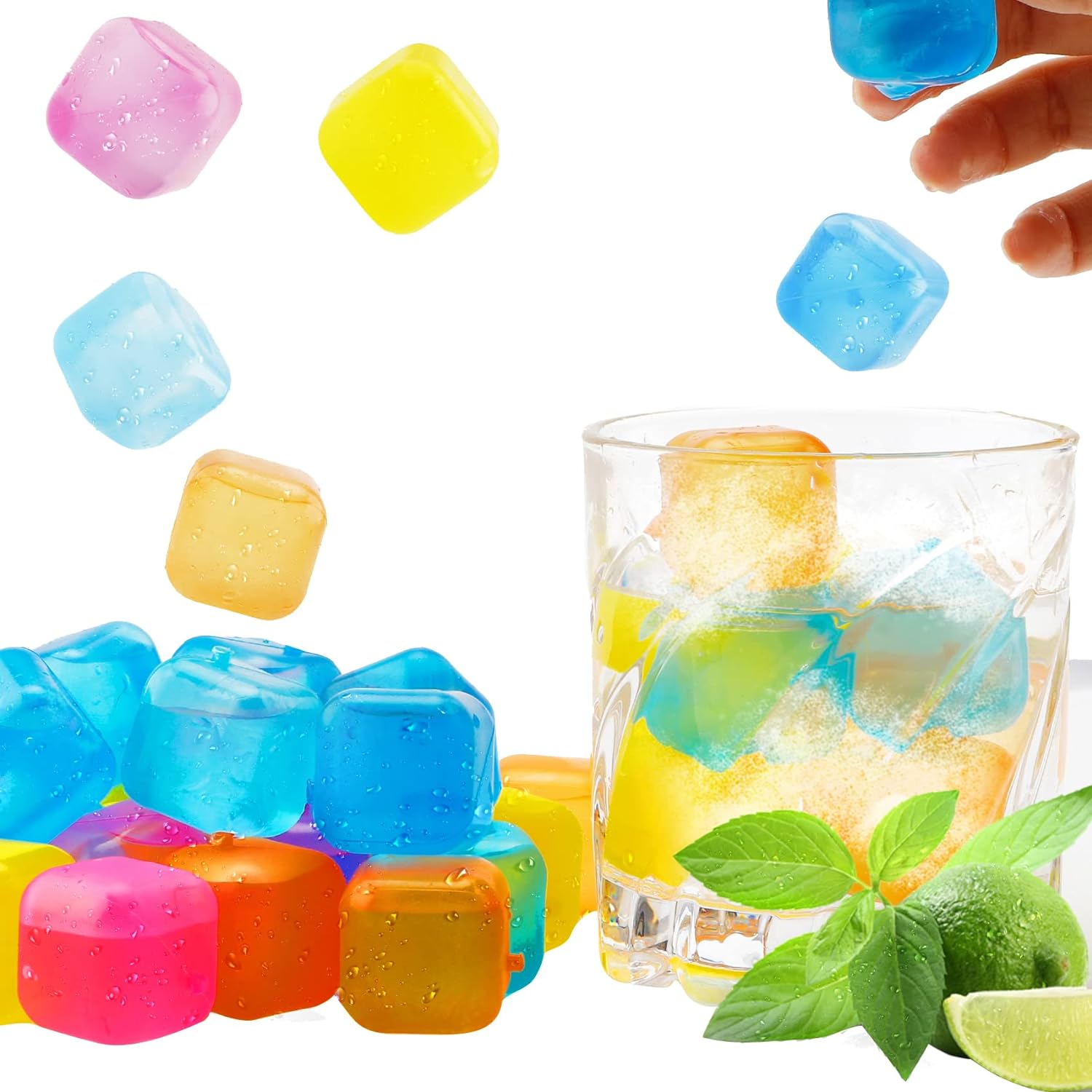 Cubitos de Hielo Reutilizables Plásticos Cuadrados 20 Piezas miniatura 7
