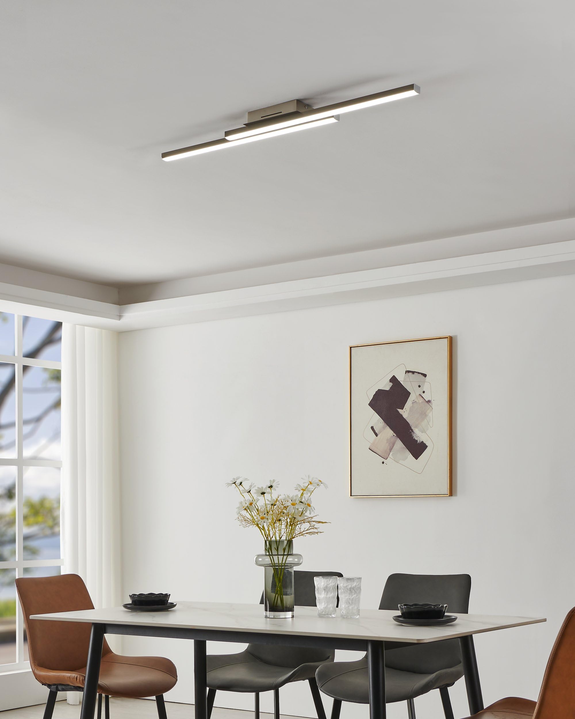 EGLO connect.z Smart Home Led plafoniera Fraioli-Z, ZigBee, app e controllo | vocale, colore luce regolabile, dimmerabile, plafoniera in alluminio nichel opaco