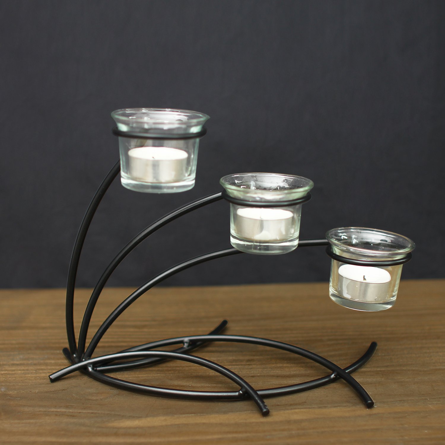 Joveco Candle Holder with Clear Glass, Holds 3 Pillar Candles (Holds 3 Pillar Candles)