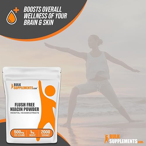 Miniatura 4 de BULKSUPPLEMENTS.COM Polvo de niacina sin enjuague - Suplemento de vitamina B3, nicotinato de inositol, niacina 500 mg sin enjuague - 500 mg de