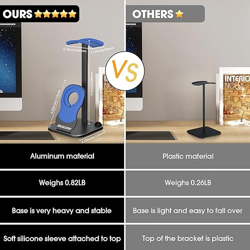 Miniatura 5 de Soporte para auriculares de escritorio, soporte para auriculares con cargador inalámbrico para teléfono móvil, soporte de auriculares para juegos