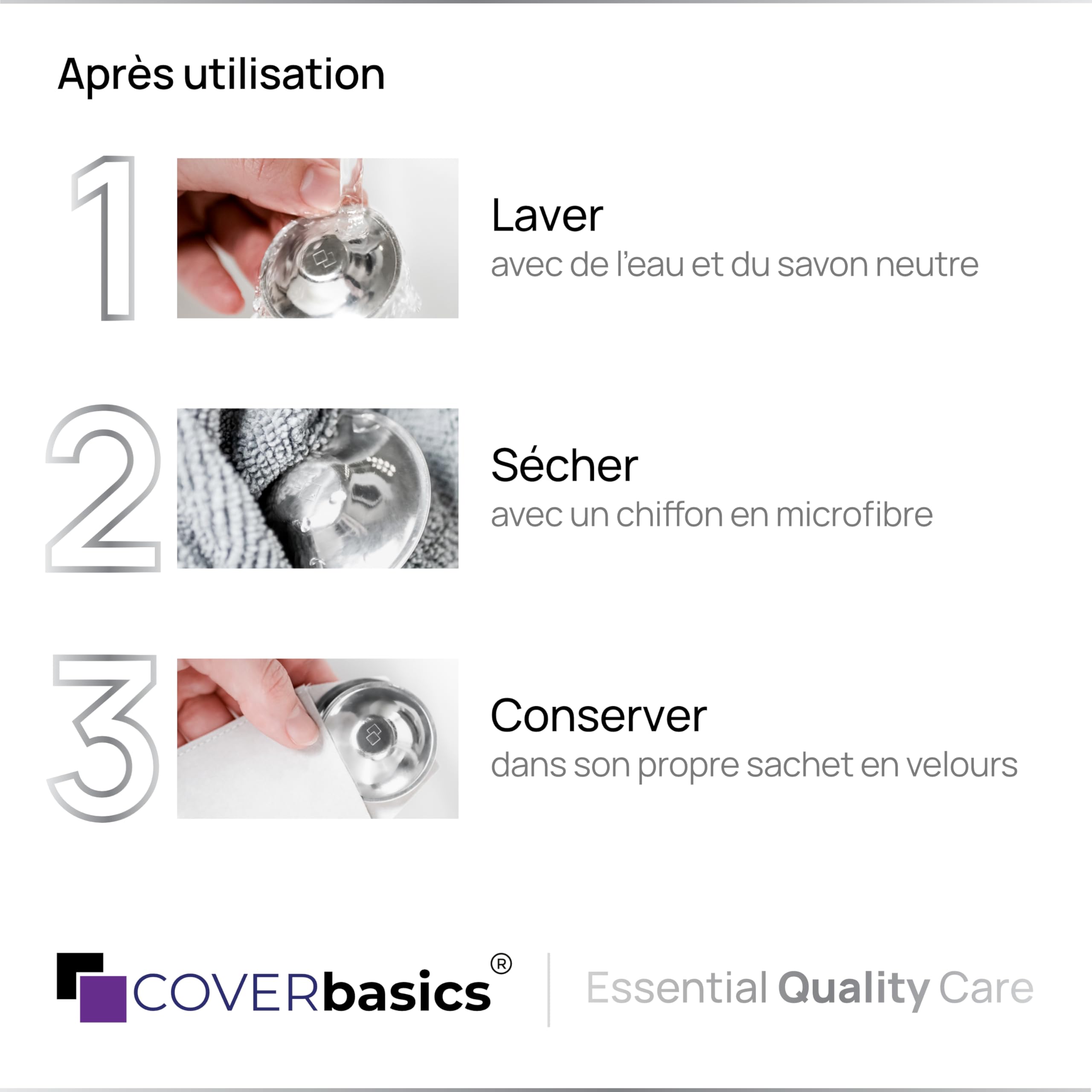 COVERbasics Coupelle Argent Allaitement (SilverCups) Coque d’Allaitement en Argent pour Protection des Mamelons - Dispositif Médical testé dermatologiquement (XL)