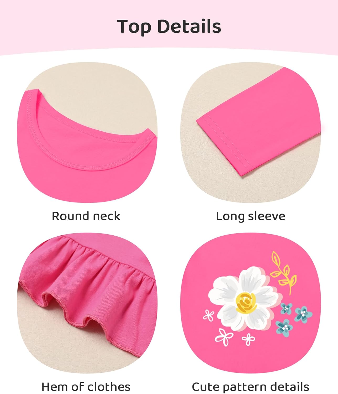 CARETOO Toddler Girl Clothes Girl 2pcs Fall Winter Outfit Ruffle Hem Top and Full-print Patterned Pants 2-7 Years - Image 5