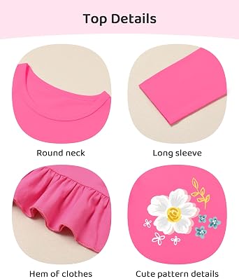 CARETOO Girls' clothing sets Fall Long Sleeve Top Pants Set Size 2-10