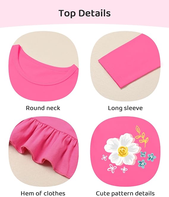 CARETOO Girls' clothing sets Fall Long Sleeve Top Pants Set Size 2-10