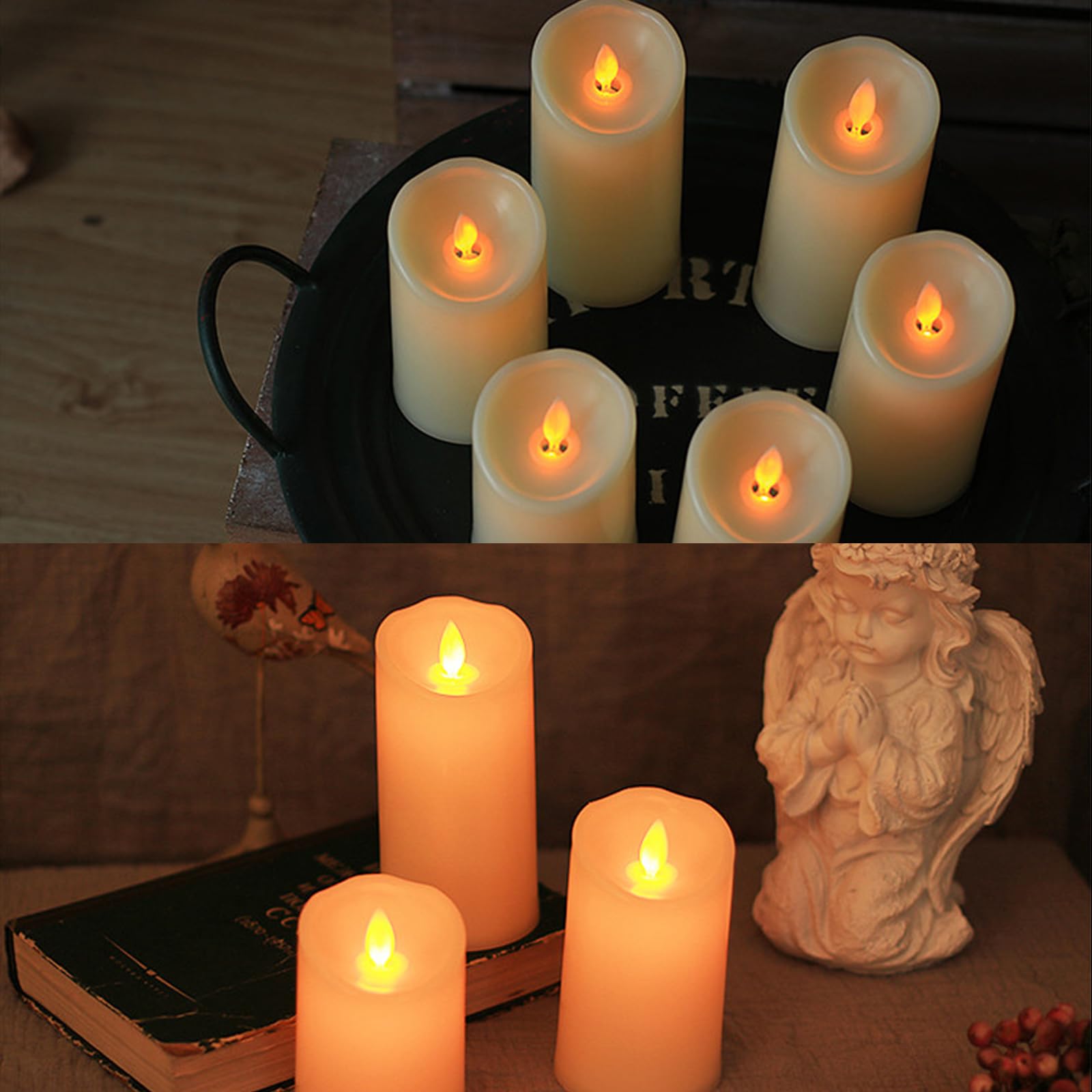 Velas LED Recargables,Juego de 6 Velas de té LED,Velas Eléctricas con Luz Parpadeante,Velas Artificiales Realistas a Pilas,para Bodas,Erzen mit Timerfunktion Flackernde Flamme mit