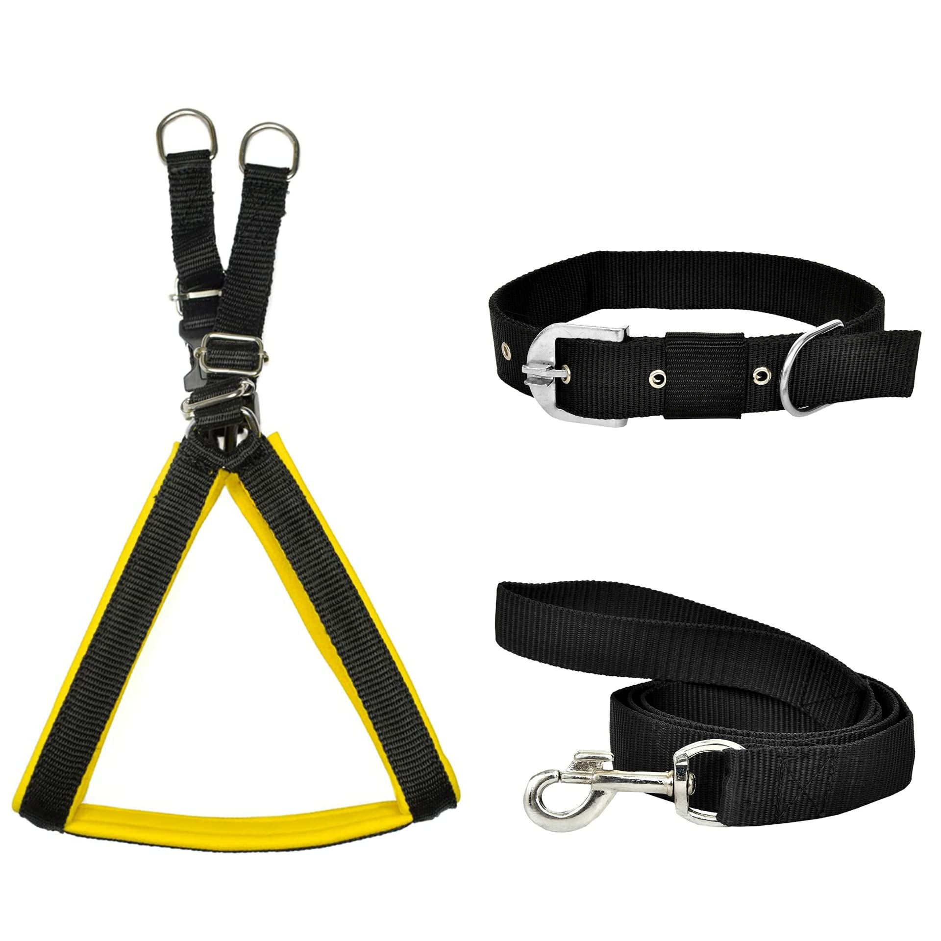 VIP Collection Dog Collar,Harness, and Leash Set-Adjustable,Durable and Stylish for All Breed Dogs Comfortable for Walking and Training Color-Black-Yellow (Small) (B09WJGSSX4) Amazon Price History, Amazon Price Tracker