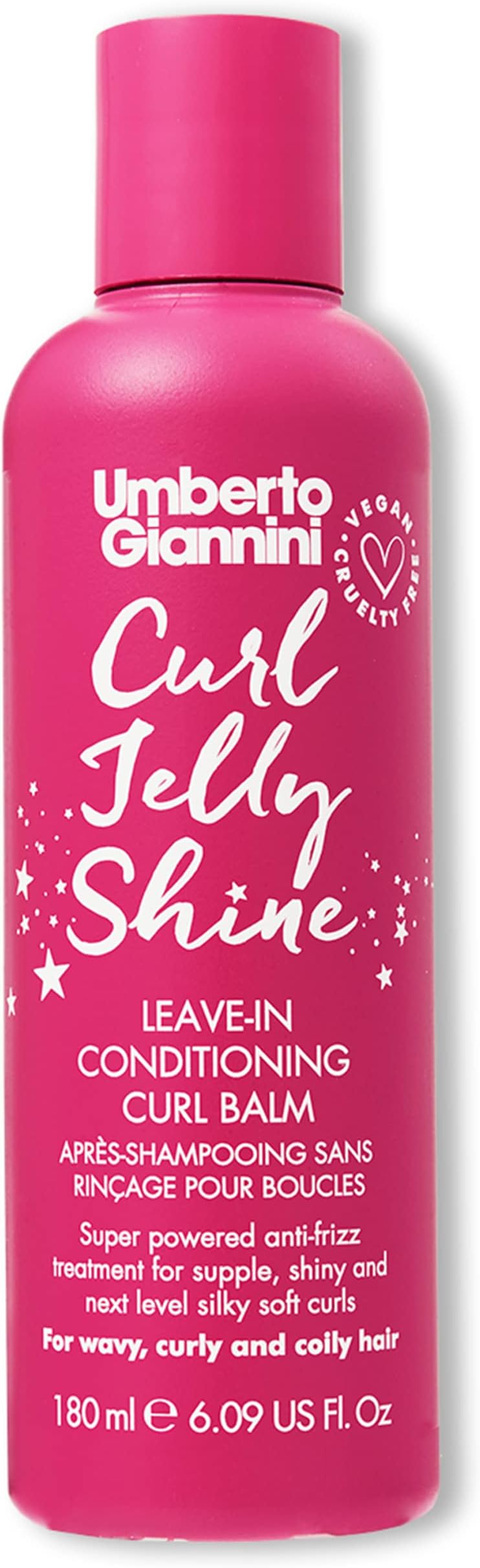 Umberto Giannini Curl Jelly Shine Moisturising Leave-In Conditioner for Curls Waves and Coils - Vegan Curl Heat Protectant and Curl Primer 180ml (1 pack)