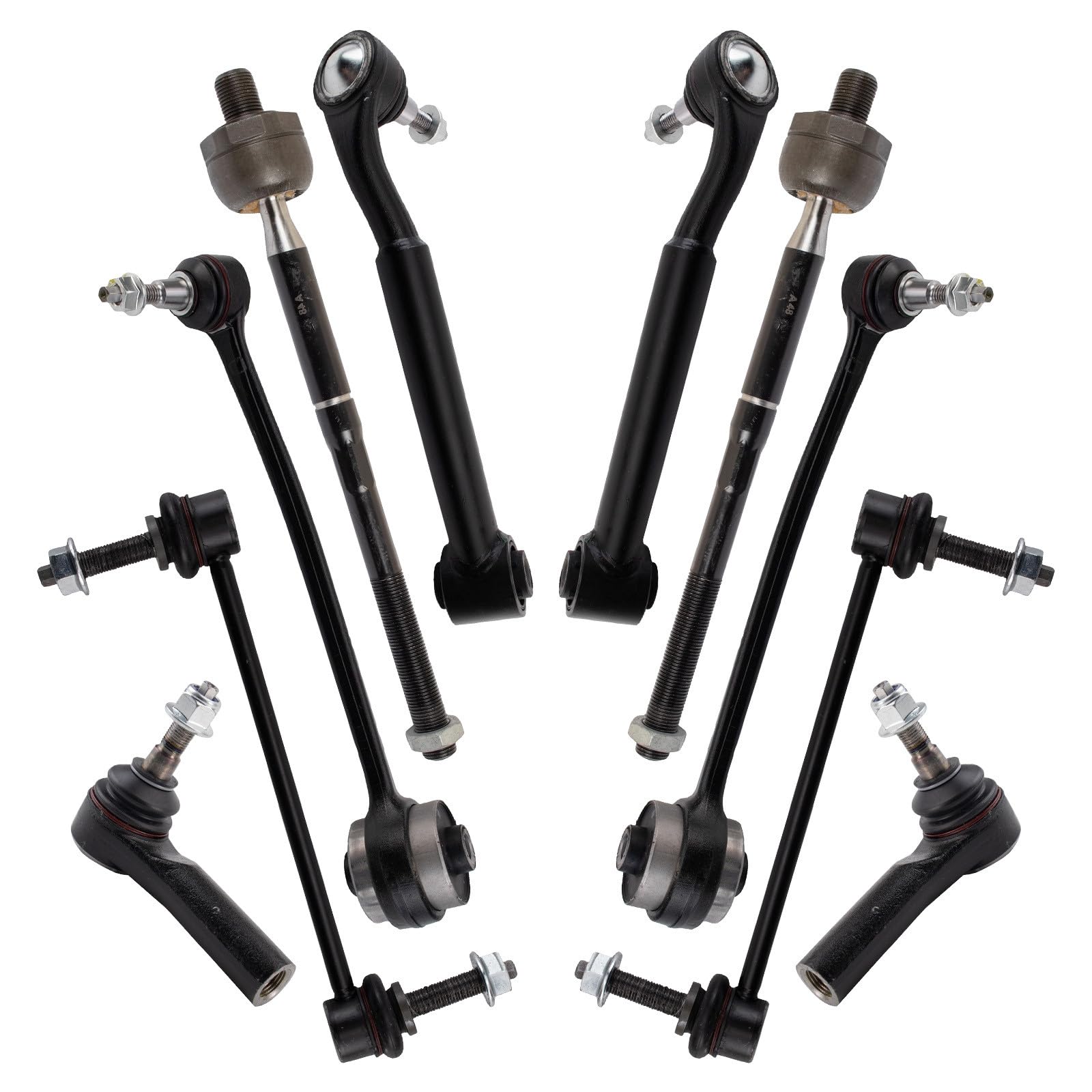 TRQ Front Steering & Suspension Kit Control Arm with Ball Joint Sway Bar Stabilizer Link Tie Rod Compatible with 2015-2022 Ford Mustang