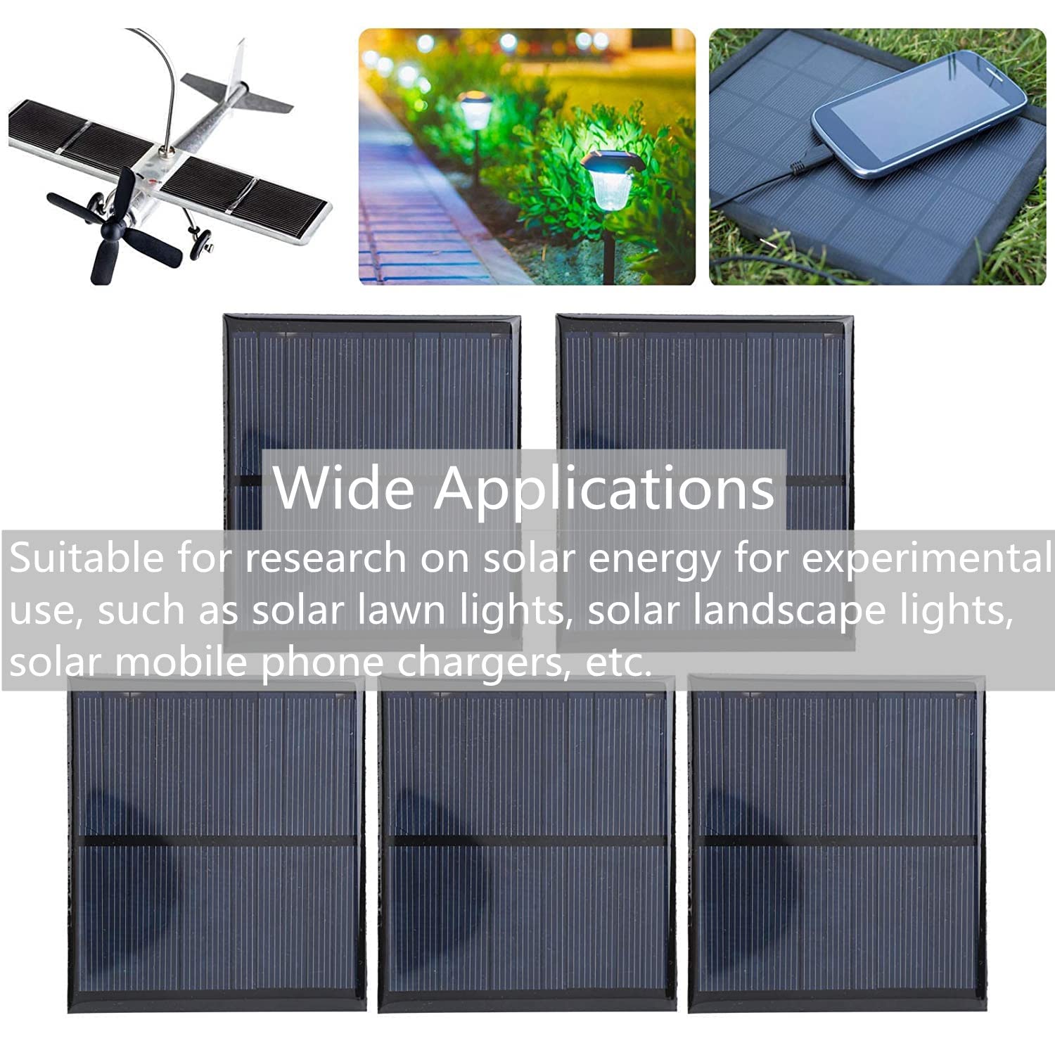 5Pcs Mini Pannello Solare, 5,5V 2W, 136 x 110MM, Silicio Monocristallino, Alta Efficienza