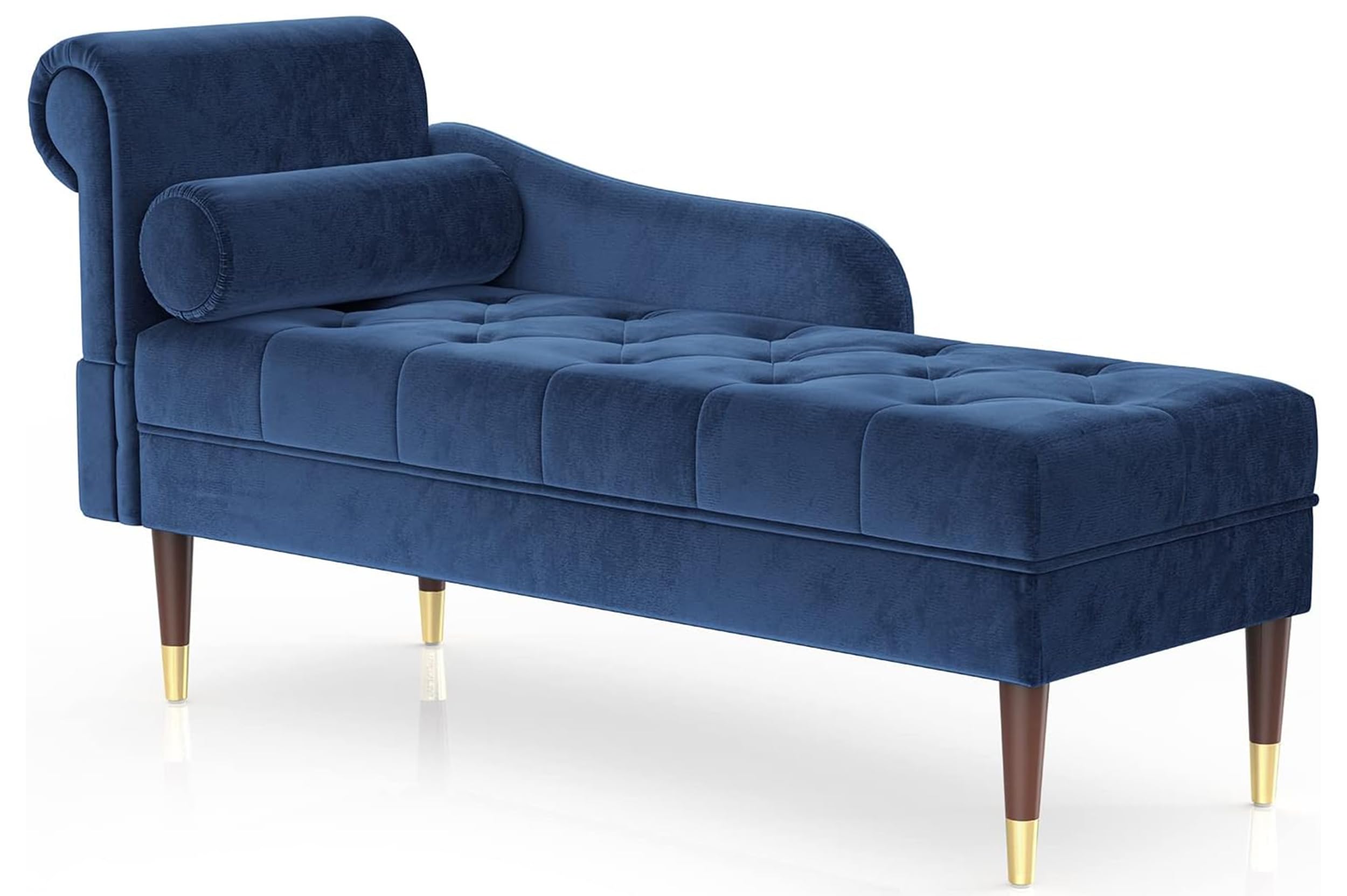 Vesgantti Velvet Chaiselongue, Indoor Lounge Sofa mit linker Armlehne und Lendenkissen, Recamiere für Wohnzimmer, Schlafzimmer und Büro, Samt Loungesessel 149.5 x 54 x 76CM