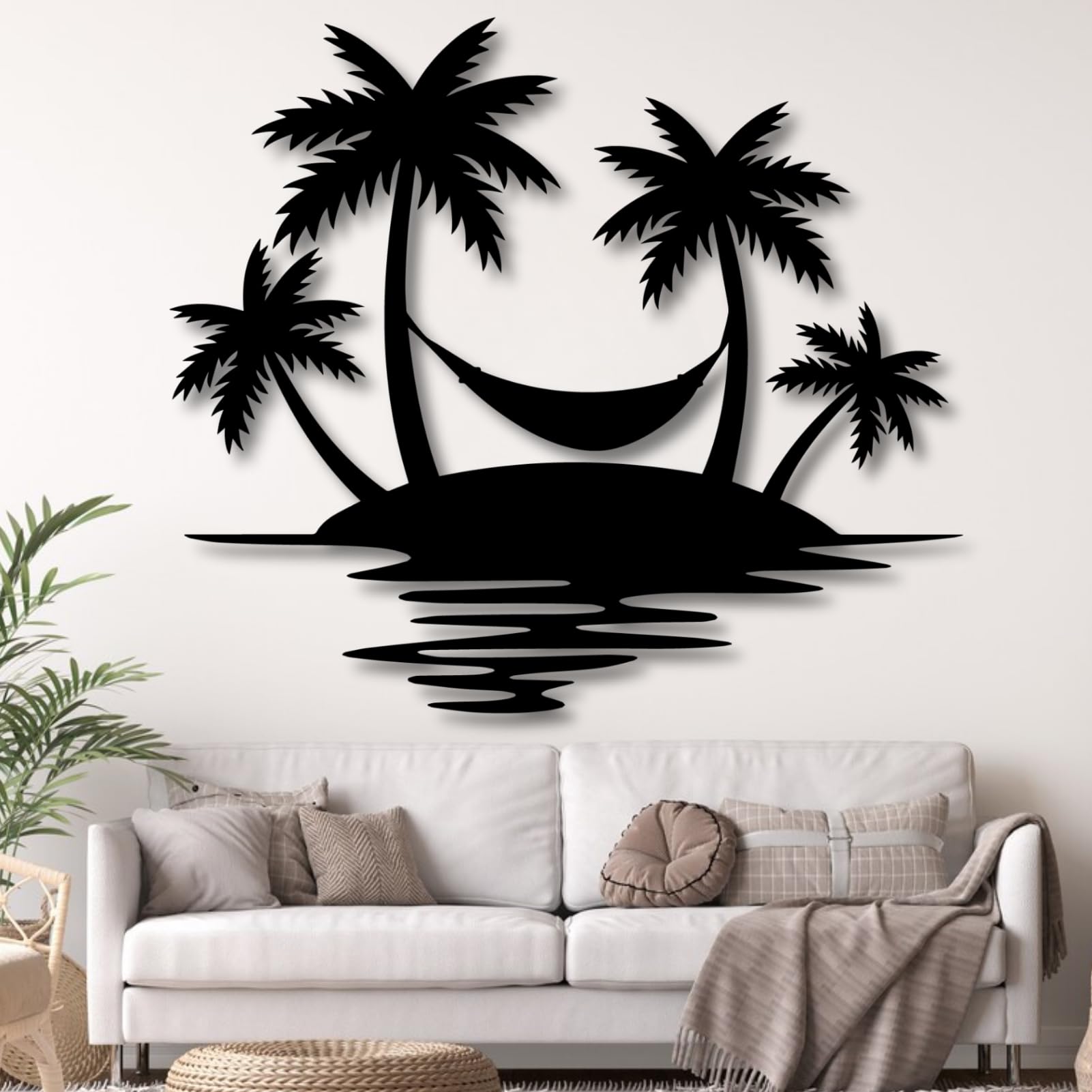 Palm Tree Metal Wall Decor,Palm Tree Outdoor Wall Art,Tropical Palm Tree Wall Decorations for Living Room,Outdoor Wall Decorations for House(30"×26",
