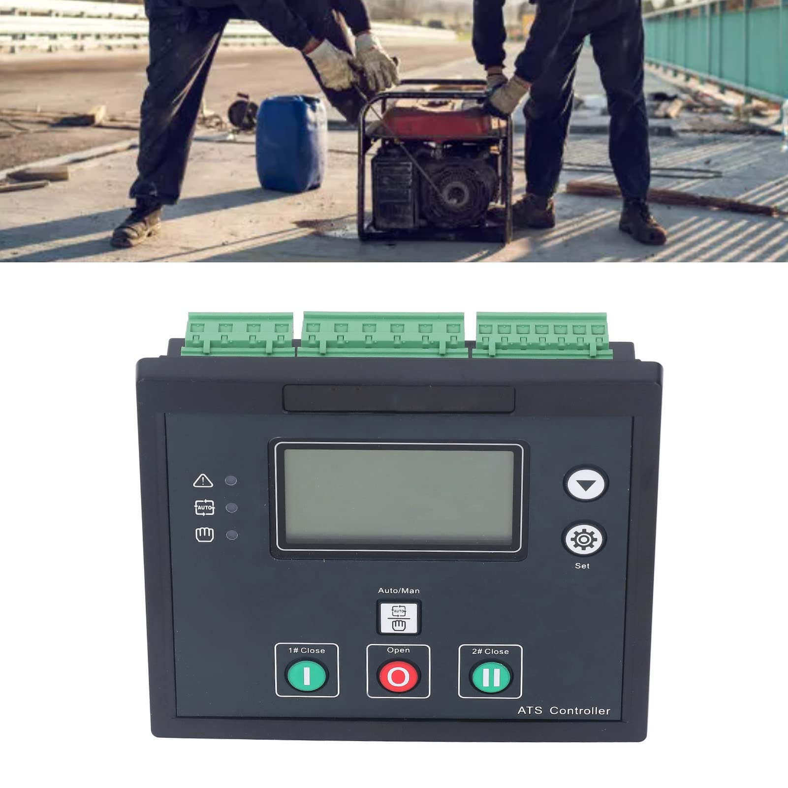 Aramox Panel de Control del Grupo Electrógeno Controlador ATS, Generador LCD ABS Módulo Controlador de Potencia Dual 170 a 270 V, Alarma de Parada de Arranque Automático para Sistemas de