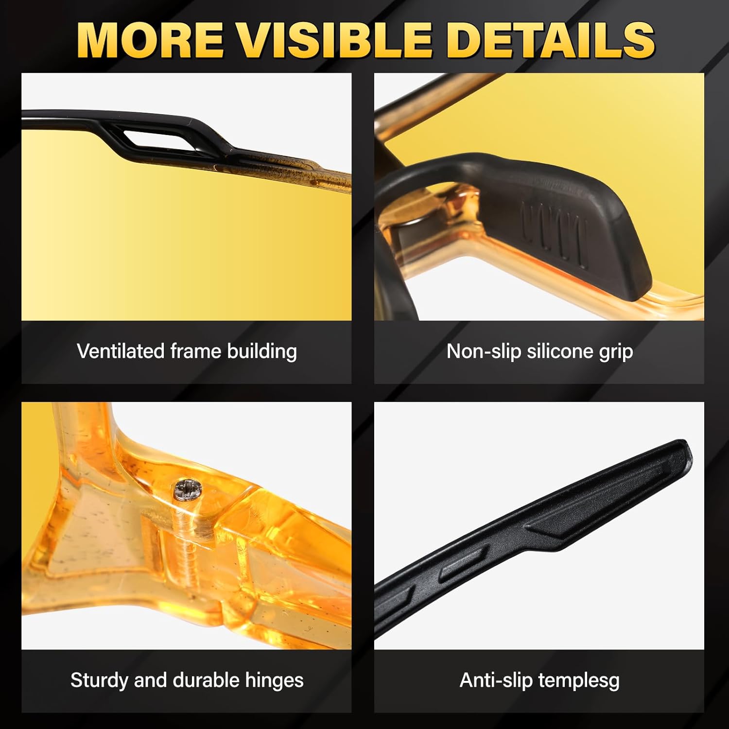 Cycling Polarized Night Vision Glasses for Men Oversized Frame Driving Mountain Bike Anti Glare Yellow Lens Glasses