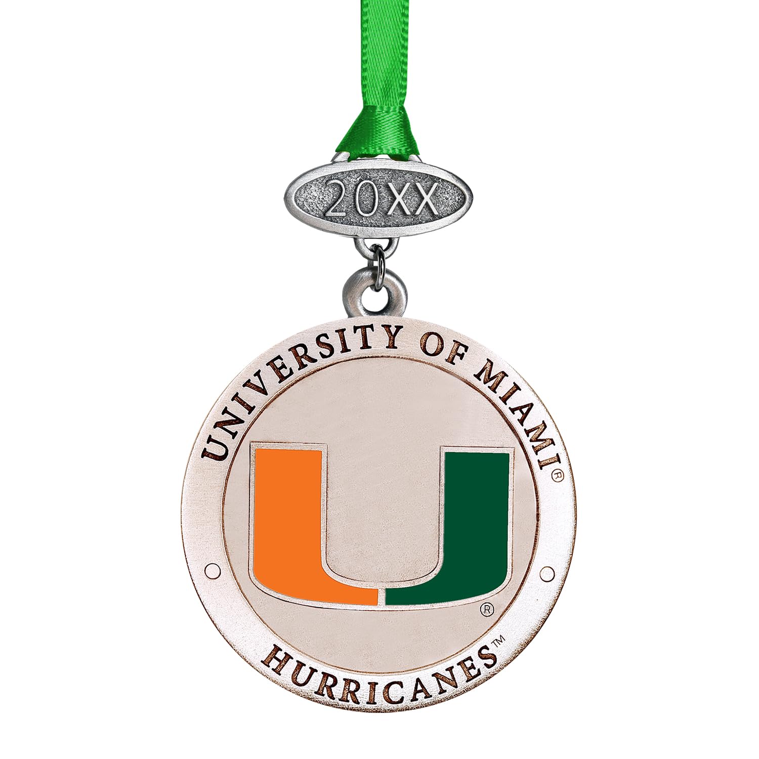 University of Miami Class of 2025 Ornament | Hand-Sculpted Christmas Tree Ornament | Intricately Crafted Metal Pewter Alma Mater Inlay by Heritage Pewter