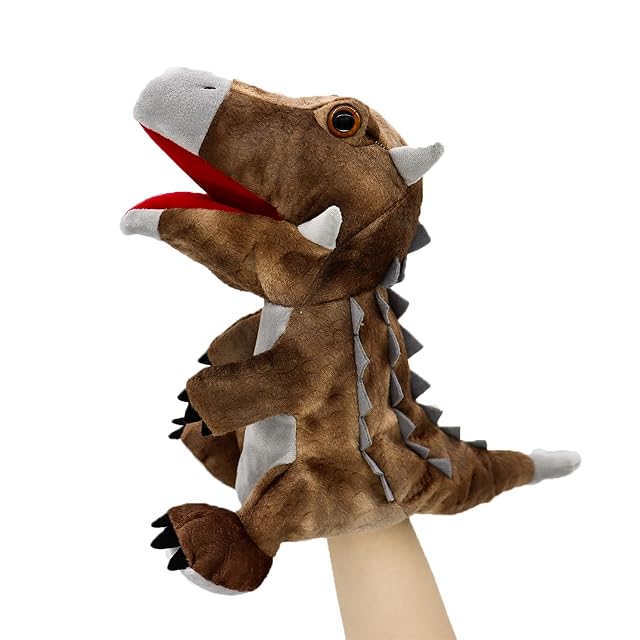 Foto 4 de 6 de lilizzhoumax Dinosaurio De anquilosaurio de Peluche Marioneta de Mano Lindas Muñecas de Relleno de Roedores