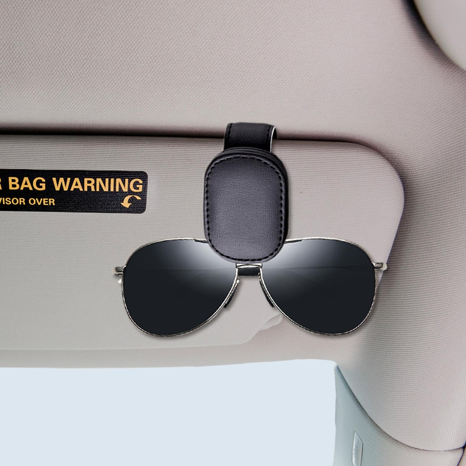 JYMAOYI Confezione da 2 Supporti magnetici in Pelle per Occhiali da Sole e Occhiali da Sole, Clip per Occhiali da Sole, per Visiera dell'auto (Beige