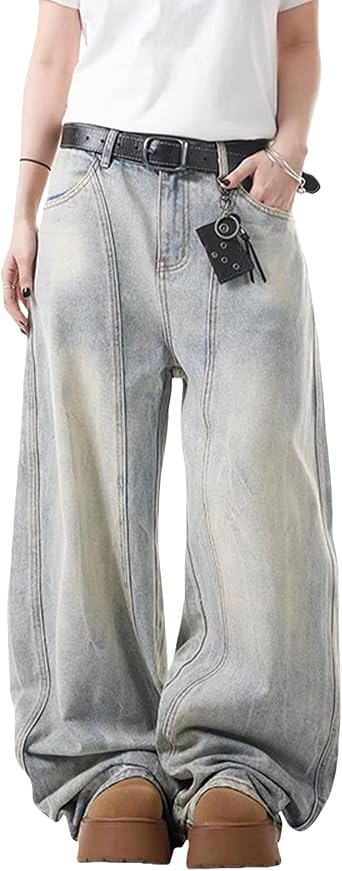 Men Baggy Jeans Y2k Hip Hop Skater Pants Wide Leg Jnco Jeans Loose Fit Denim Jeans Streetwear