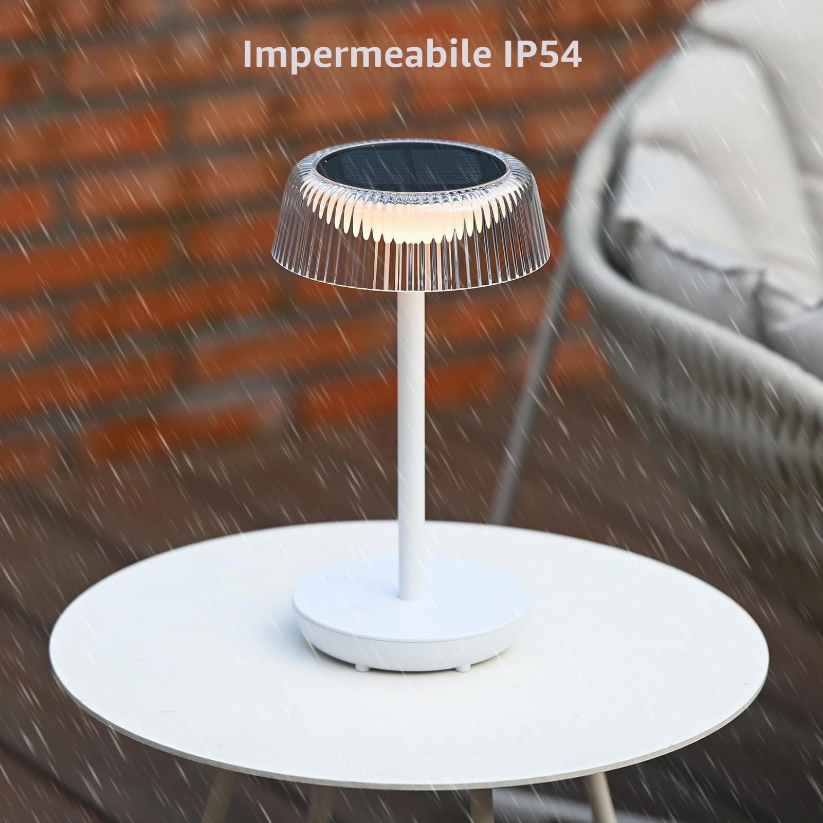 DAWALIGHT Lampade da Tavolo per Esterno a Batteria, IP54 Impermeabile Lampada da Tavolo Solare LED 3000K Luce Bianca Calda, Lampada da Comodino Dimmerabile Senza Cavo per Giardino, Campeggio, Camera