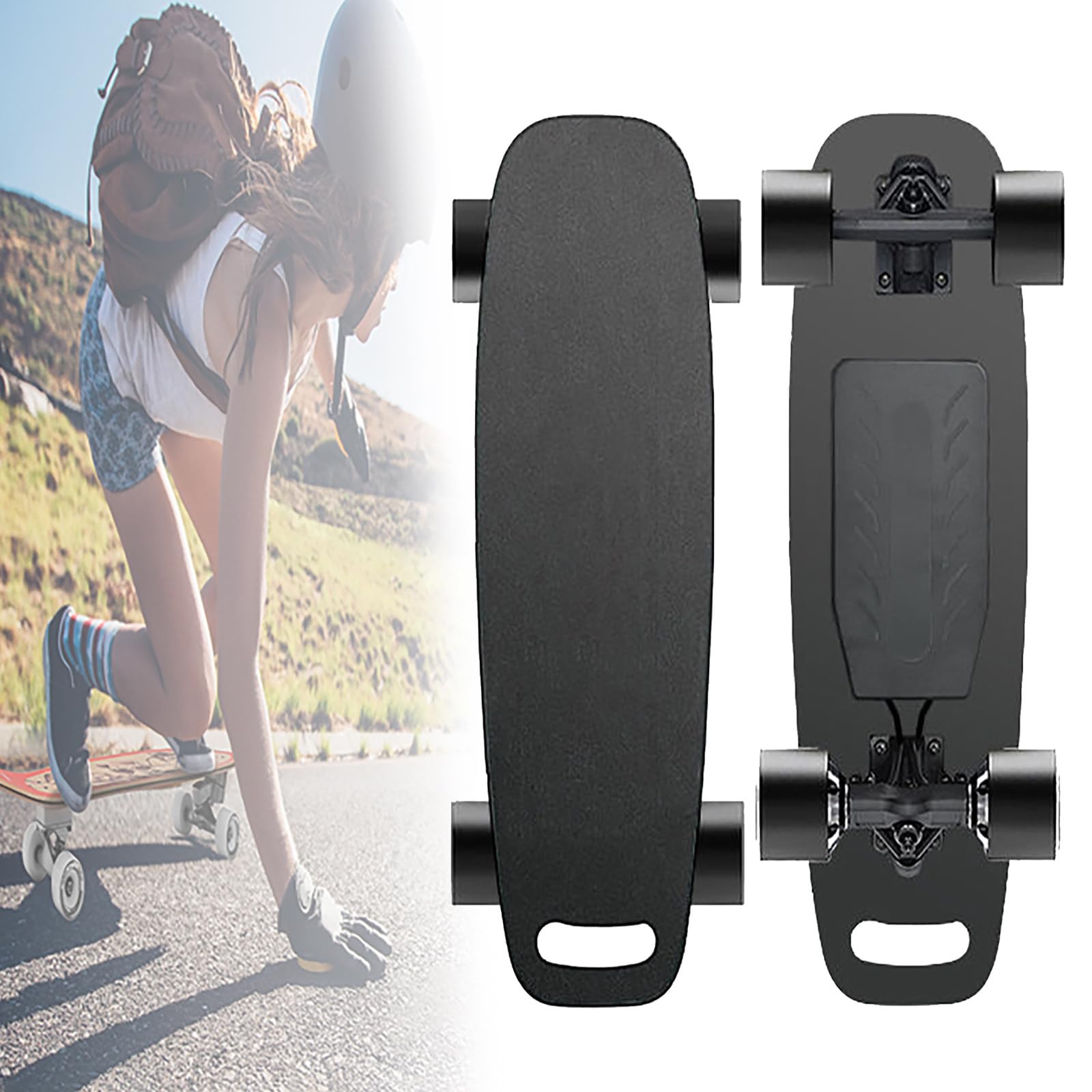 Skateboard Électrique Tout-Terrain pour Adulte Longboard 4 Roues Amortissantes Moteurs Moyeux, Autonomie Simple 8-22 Km, Double Autonomie 15-30 Km, Charge Maximale 100-200 Kg DualDrive-22km