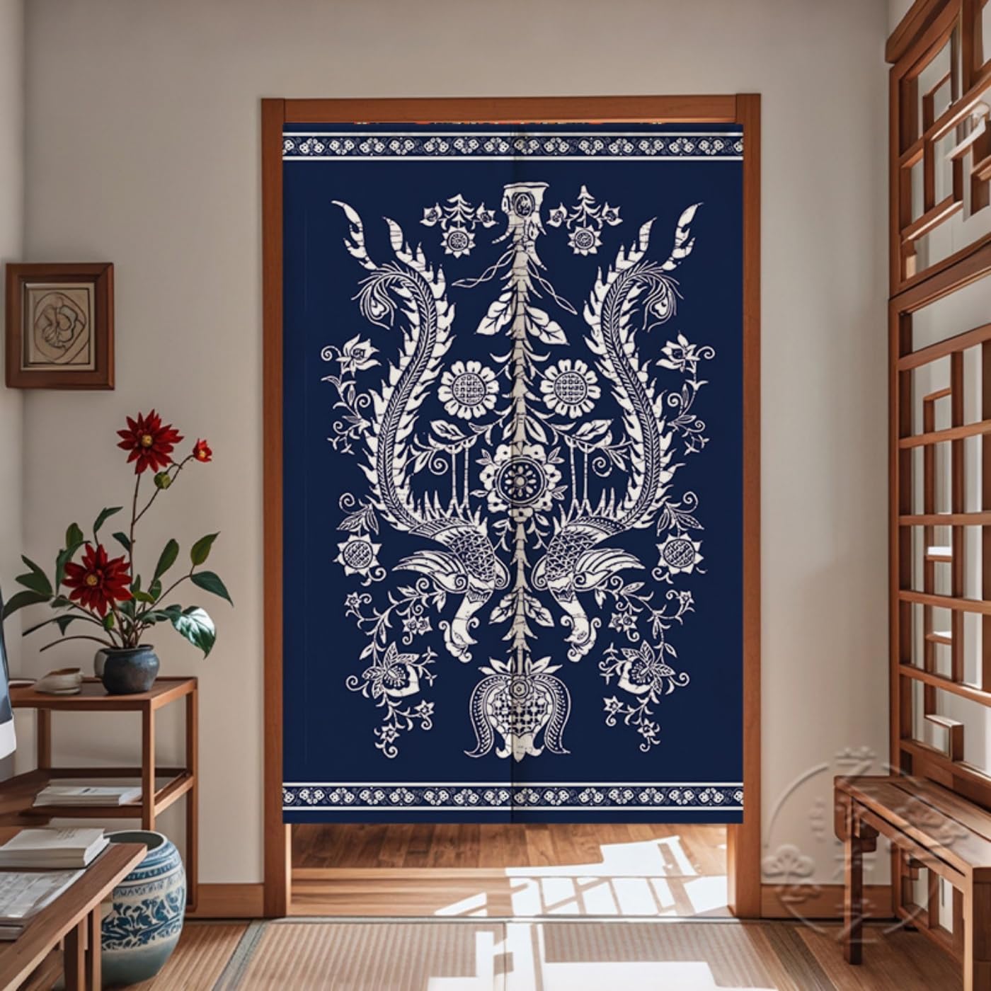 Guest Ruyunlai M05 Blue Pattern Japanese Noren Doorway Curtain, 80X150cm