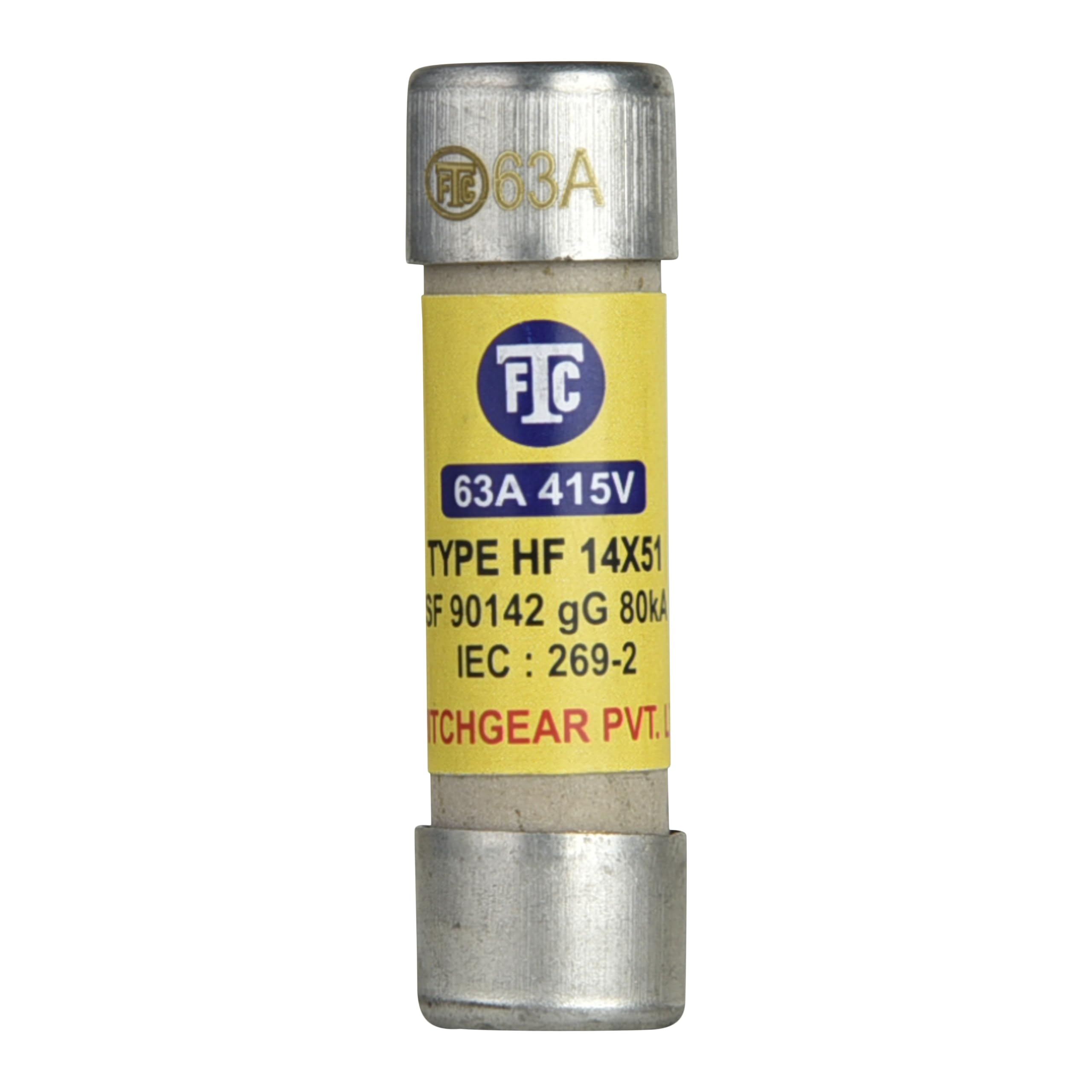 arakan  FTC - HF 63Amp Cylindrical HRC Fuse 415V AC Size - 14 X 51 (Pack