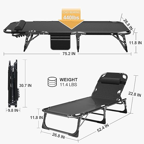 Miniatura 3 de ABORON Silla de gravedad cero, sillas plegables de alta calidad para césped al aire libre, sillas de patio reclinables ajustables resistentes con