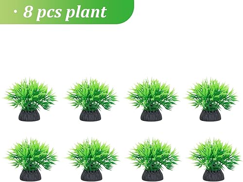 Miniatura 7 de Decoraciones para peceras de acuario, 12 piezas pequeñas de plástico artificial verde para pecera, adornos seguros para peces Betta