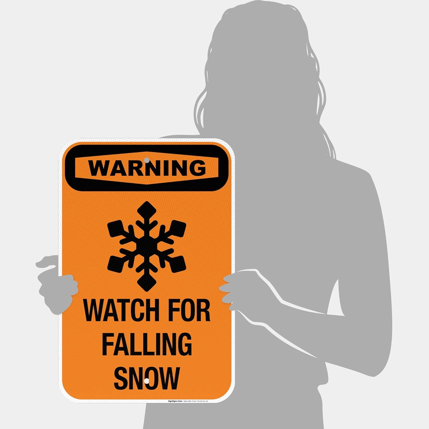 Watch for Falling Snow Sign, 12x18 Inches, 3M EGP Reflective .063 Aluminum, Fade Resistant, Made in USA