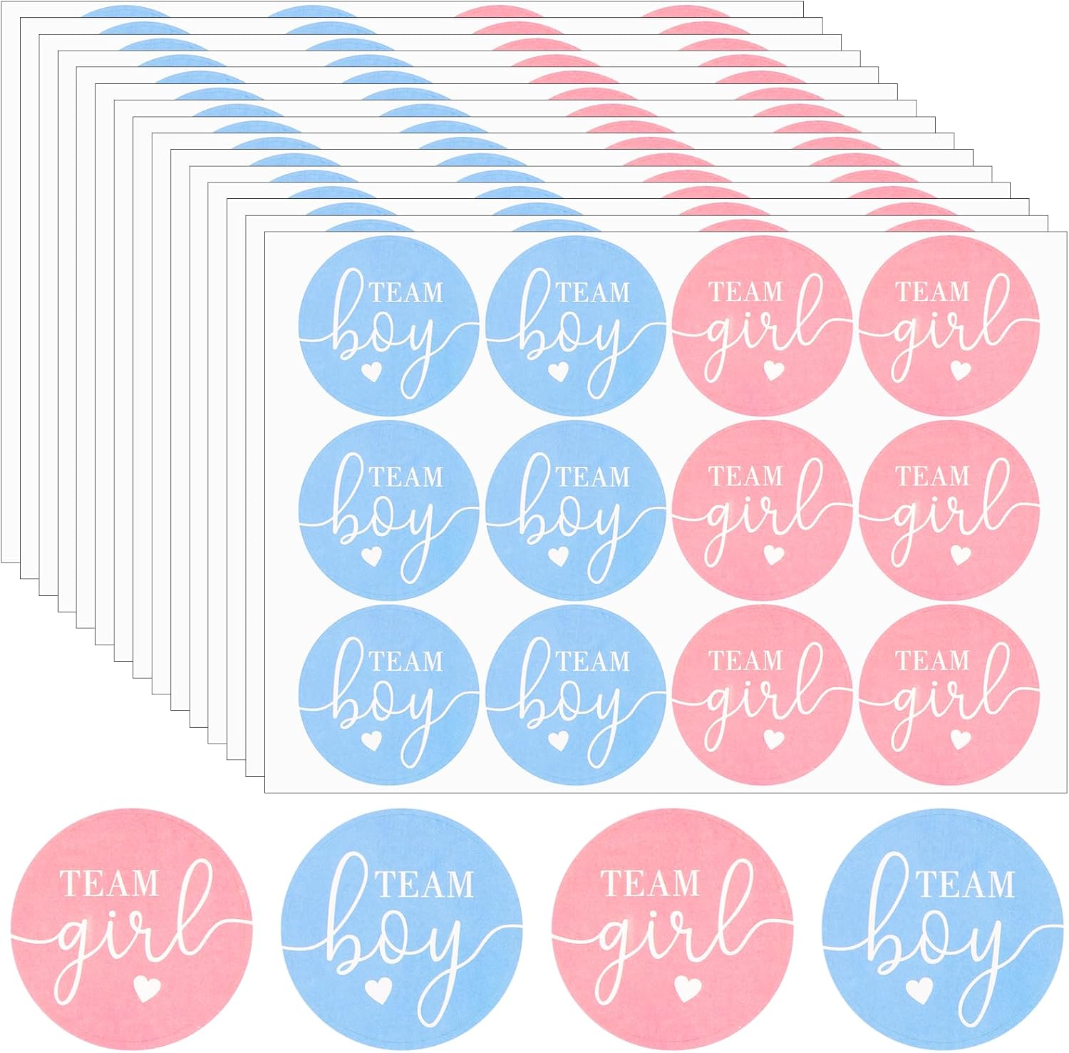 180pcs Pink Blue Gender Reveal Party Stickers, Gender Reveal Decorations,Team Boy Team Girl Voting Labels, for Genders Reveals Party Games Baby Shower Decorations