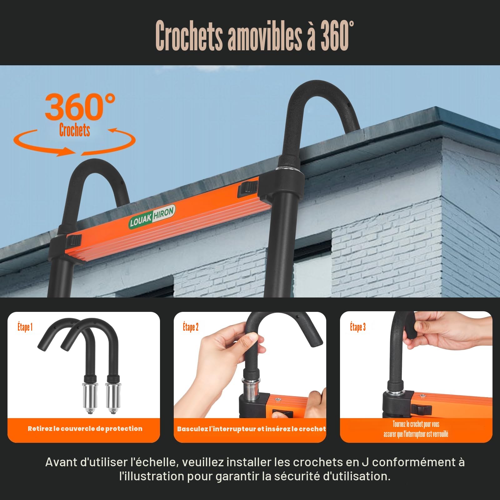 Echelle Telescopique Extensible de 3,8m Échelle Télescopique avec Barre Stabilisatrice et Crochets Amovibles Escabeau Telescopique Portable Convient aux réparations à Domicile Charge 150 KG