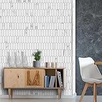 Vista 7 de SUNWINGS Azulejo Backsplash para Cocina Despegar y Pegar, Azulejos Autoadhesivos de Compuesto de Piedra con Patrón de Mármol Sintético Hexágono