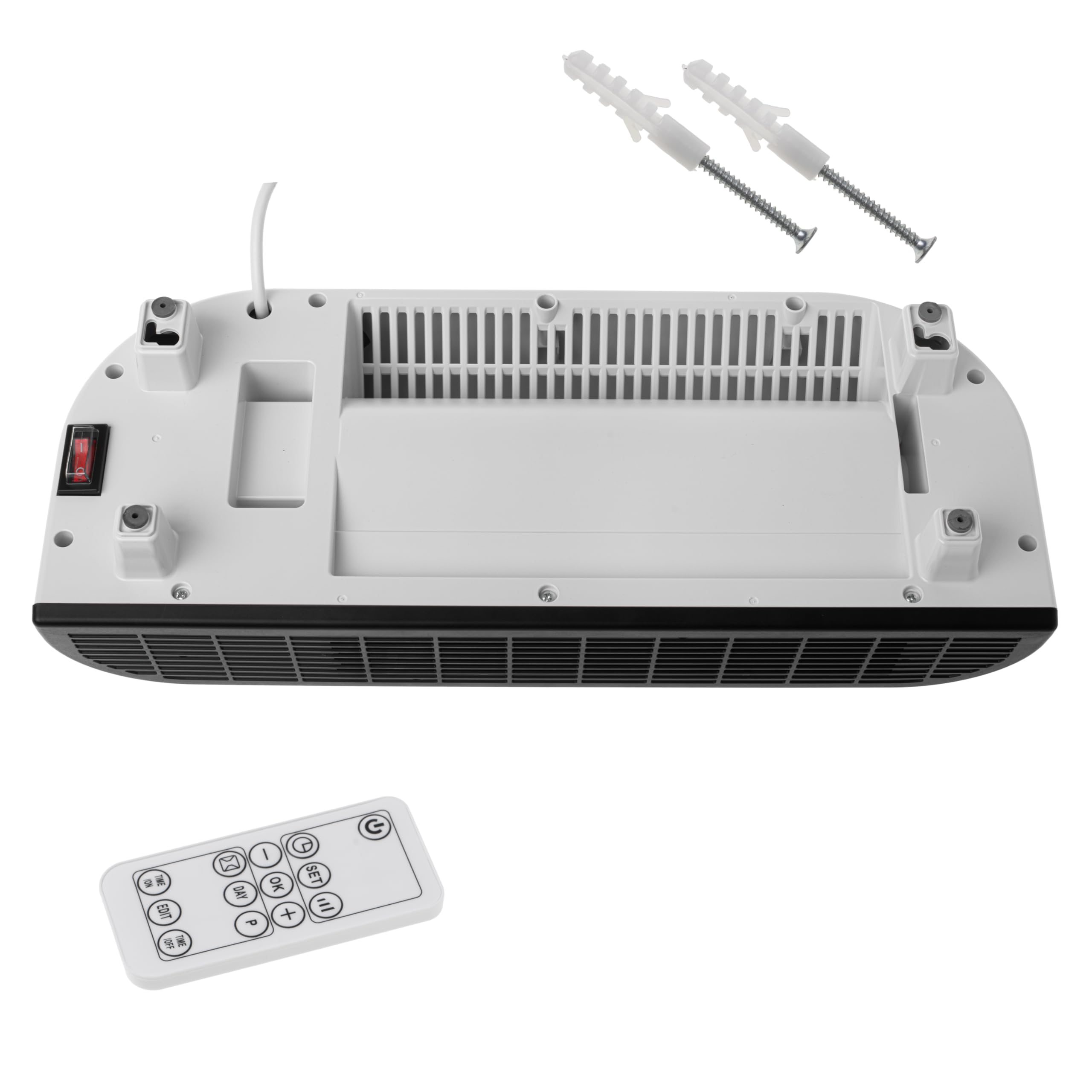 ADALER EUROPE Ventilateur mural 2 en 1, ventilateur électrique et machine de chauffage, affichage LED clair, télécommande, élément chauffant en céramique, deux niveaux de chauffage 1000 W/2000 W