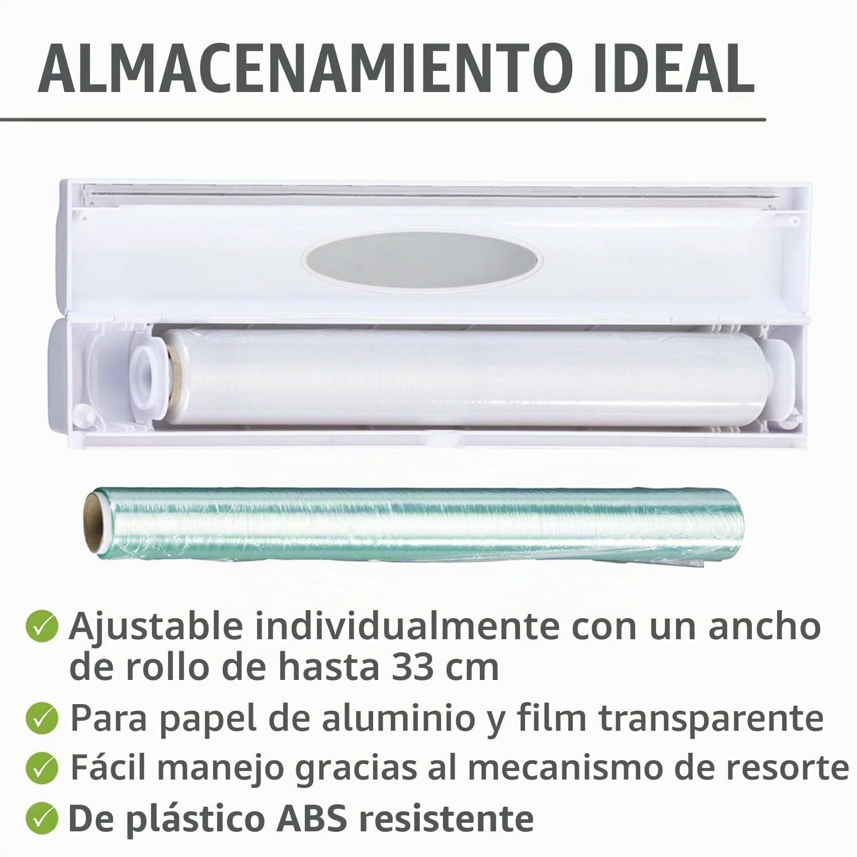 Wenko Dispensador de Folios Cutter Blanco - Folienspender, Plástico (ABS), 38 x 5.2 x 6.7 cm, Blanco