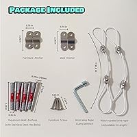 Vista 5 de Anclajes para muebles a prueba de bebés, anclajes de pared para muebles antipuntas para asegurar la cómoda y la estantería, kit de correas