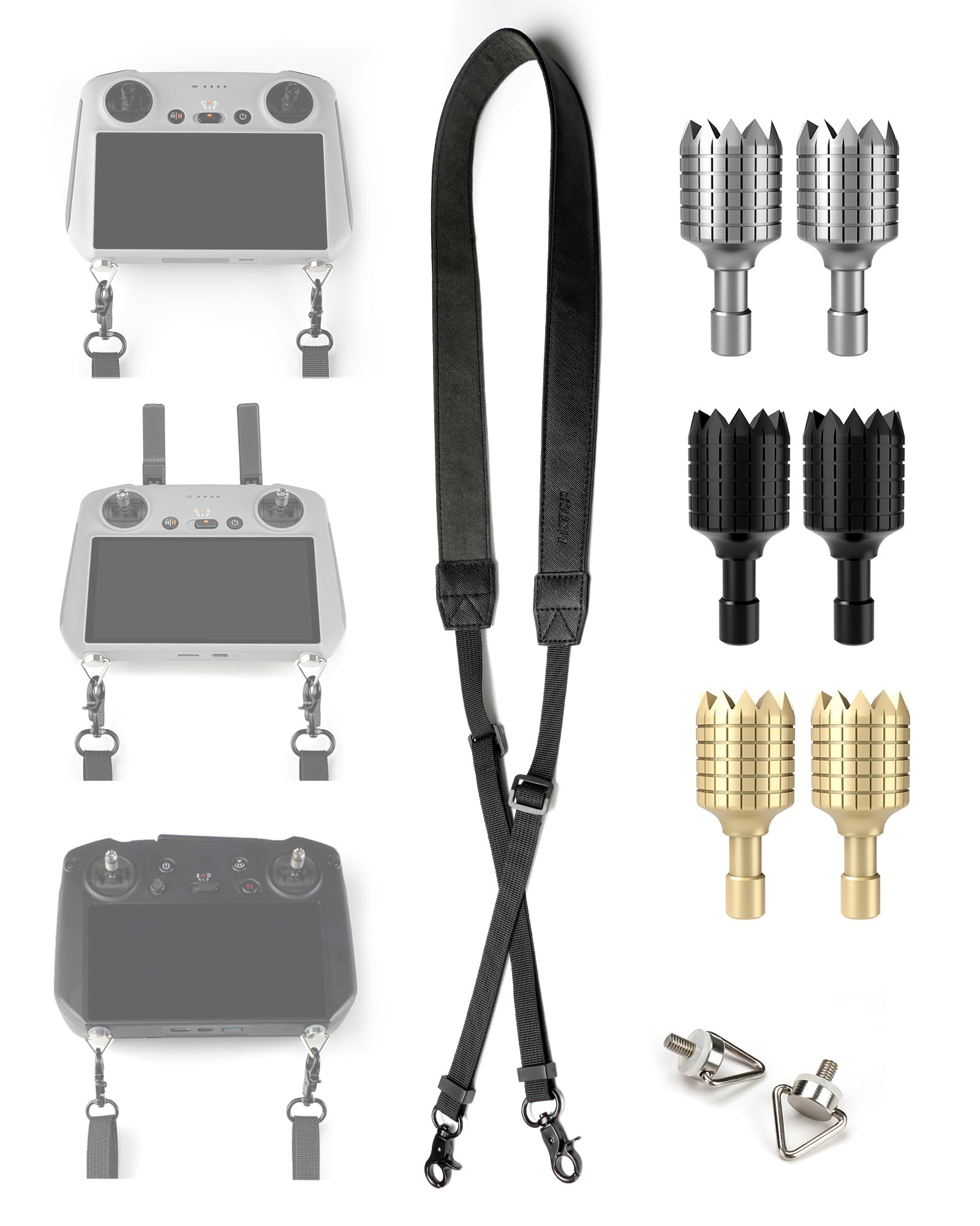 LKTOP Lanyard Neck Strap+Joysticks for DJI RC/RC 2 Controller, Leather Lanyard Remote Controller Sticks for DJI Mini 3/Mini 3 Pro/Mini 4 Pro/Air 3/Air 2S/Mavic 3/Mavic 3 Pro/Mavic 3 Classic Accessory