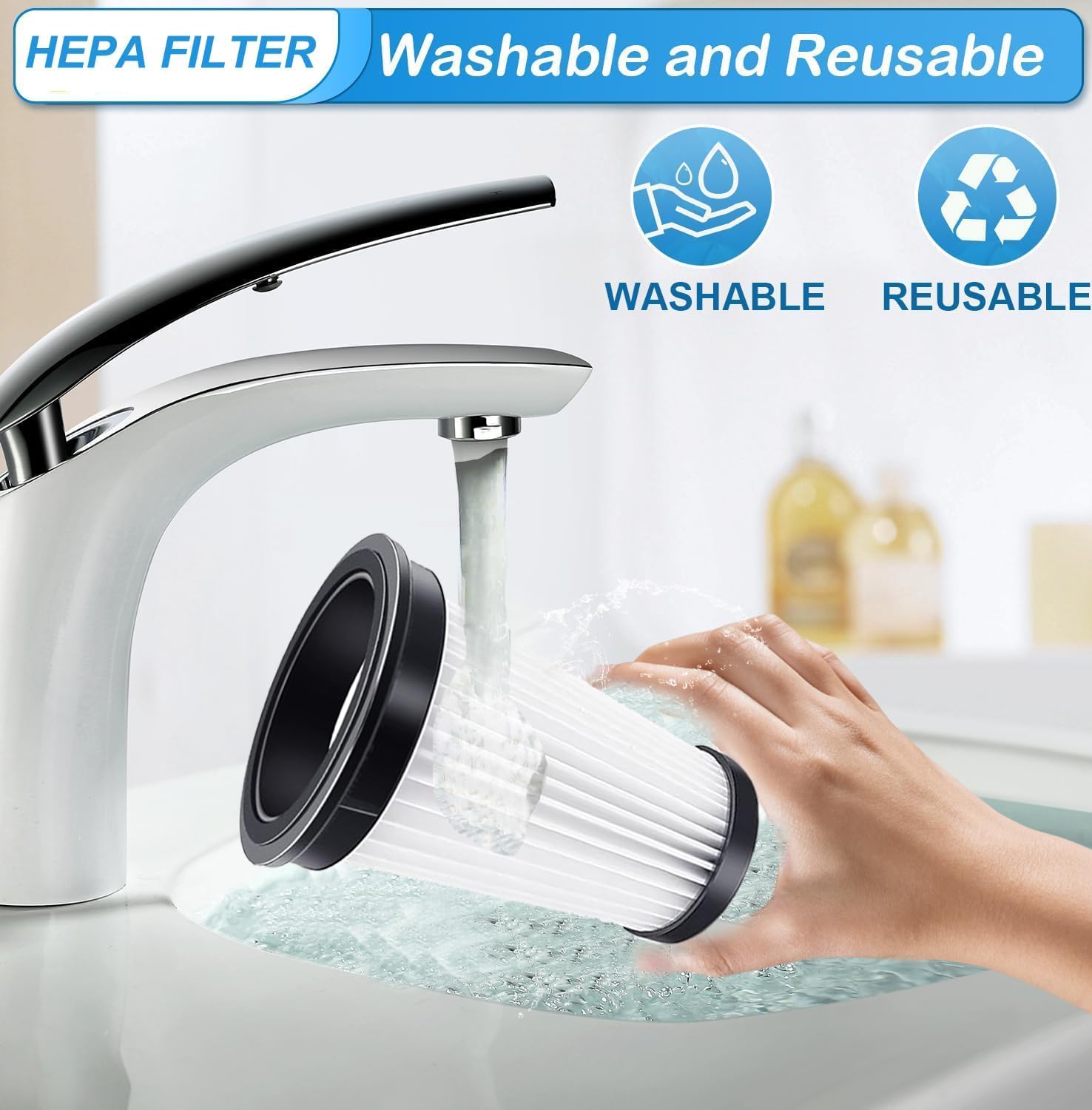 Lot De 4 Filtres HEPA Lavables De Rechange Pour Aspirateur Sans Fil Iwoly C150 - Améliore L'aspiration Et La Qualité De L'air - 6