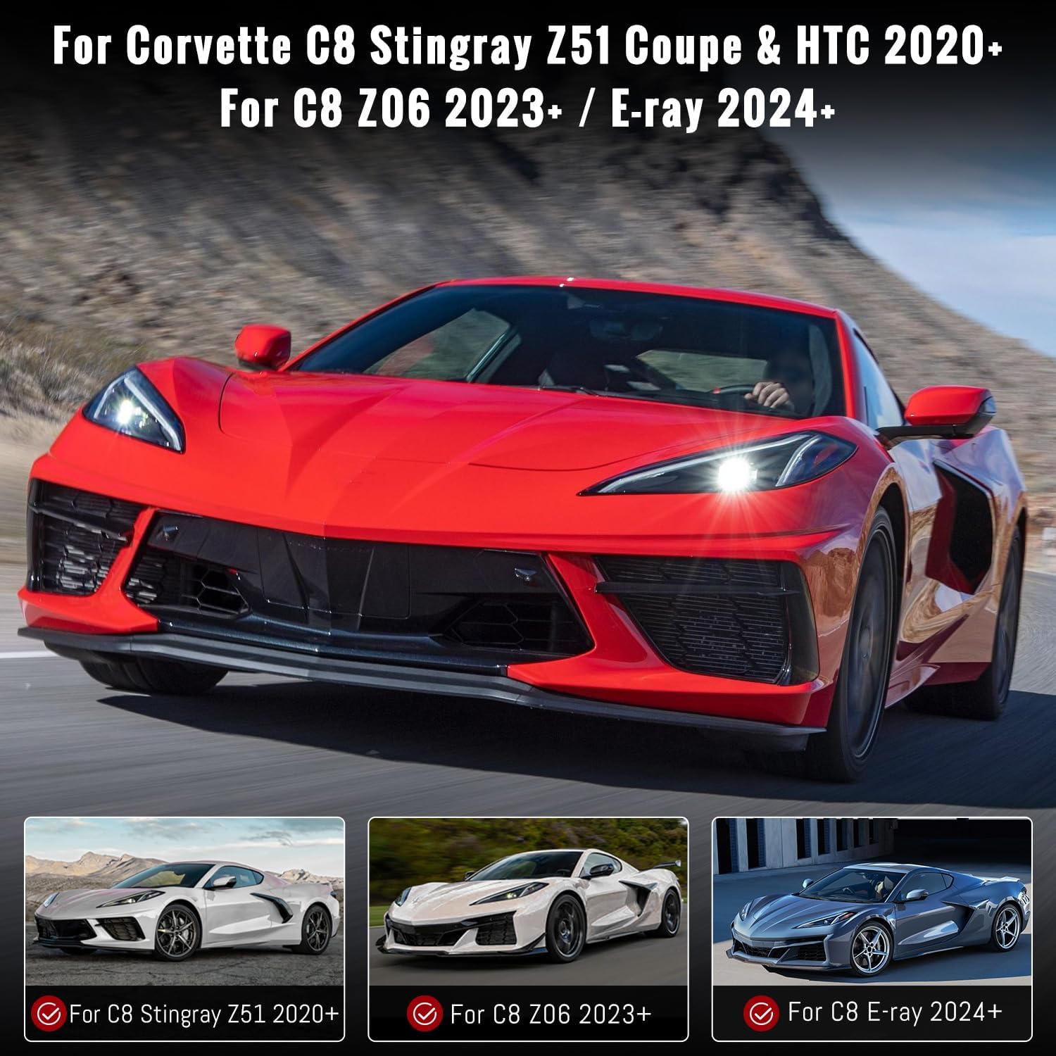 Underbody Air Dam,Rear Air Deflector Shields fit for C8 Corvette Stingray Z51 2020+ ;Z06 E-ray 2023+;HTC Z51,85580653,85580654,Left&Right Lower Engine Protector Guard,Reduce Air Drag,Silver