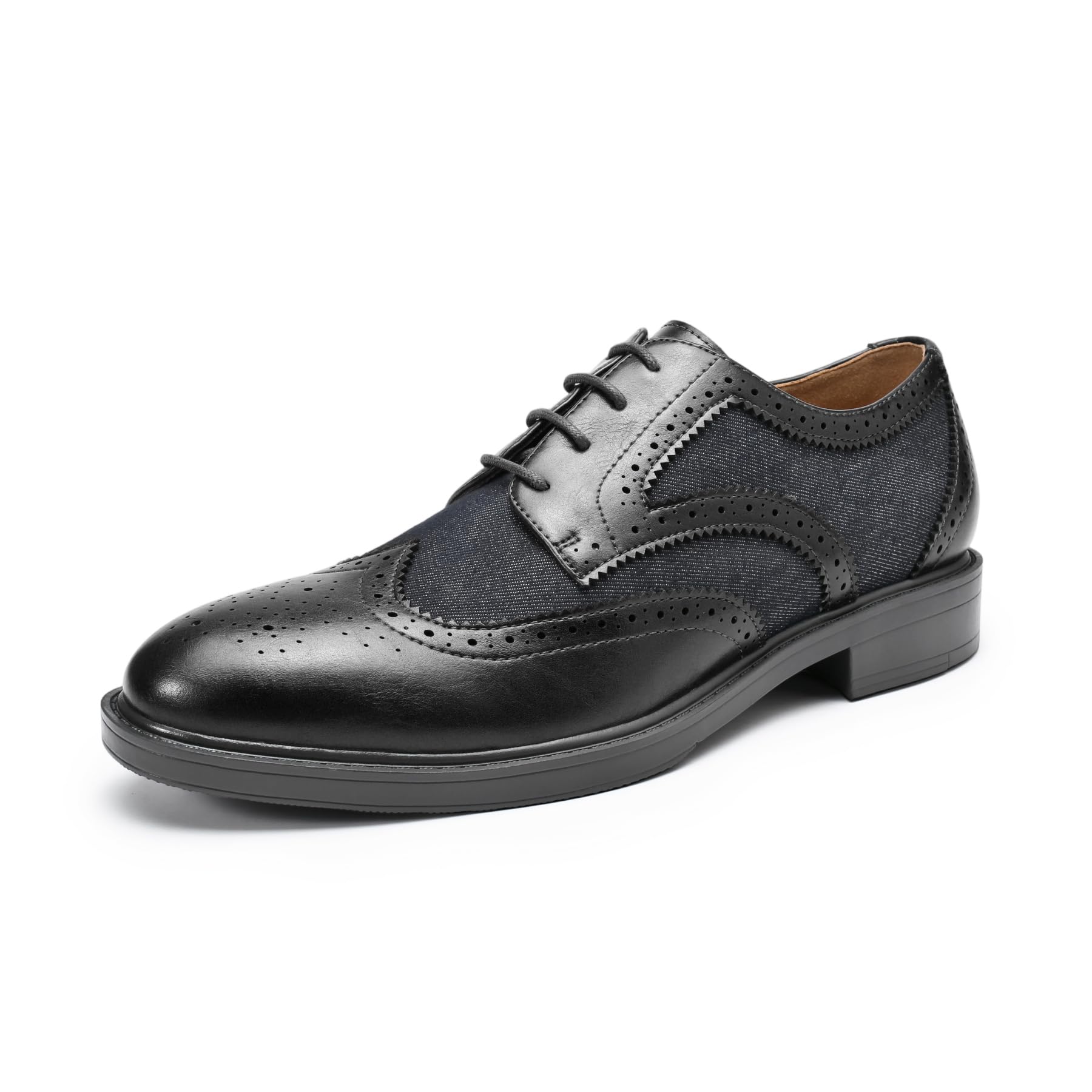 Allthemen Męskie buty garniturowe skórzane Brogue sznurowane klasyczne buty