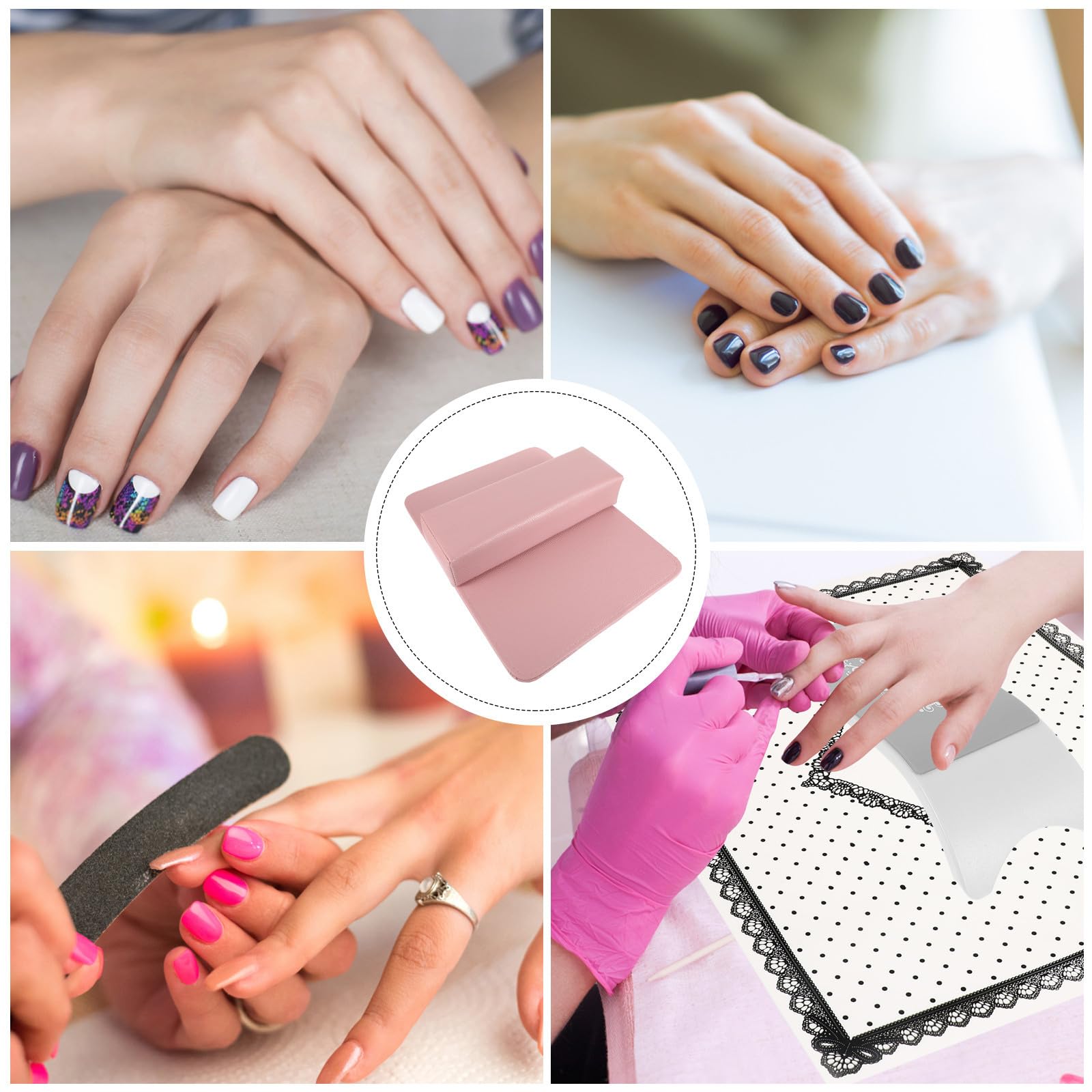 2 Piezas Reposamanos para Manicura Soporte Cómodo, Pu, Rosa