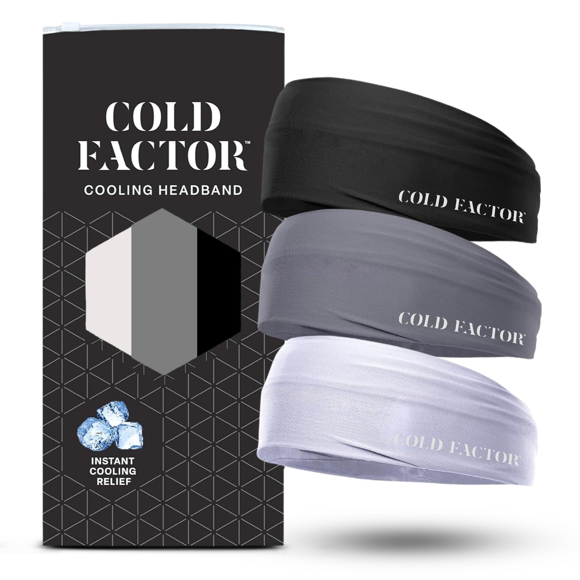 COLD FACTOR kühlendes Stirnband für Damen und Herren, LSF 50+, fortschrittlicher Verdunstungskomfort, sofort kühlendes Schweißband für Outdoor-Sport, Fitness, Yoga, Wandern, Laufen und Workouts