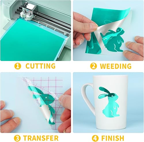 Miniatura 4 de Lya Vinyl Rollo de vinilo permanente de espejo cromado, 12 x 8 pies, vinilo autoadhesivo de PET verde para Cricut, Silhouette Cameo, rollo de vinilo