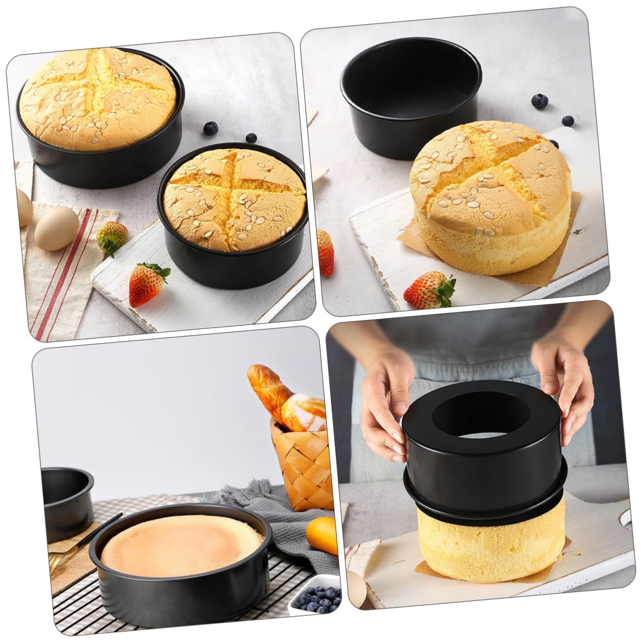 SHINEOFI 3 Stück Teiliges Carbonstahl Backform mit Abnehmbarem Hebeboden Antihaftbeschichtete Kuchenformen für Torten Cheesecakes Mousse Langlebig Kratzfest Leicht zu Lösen