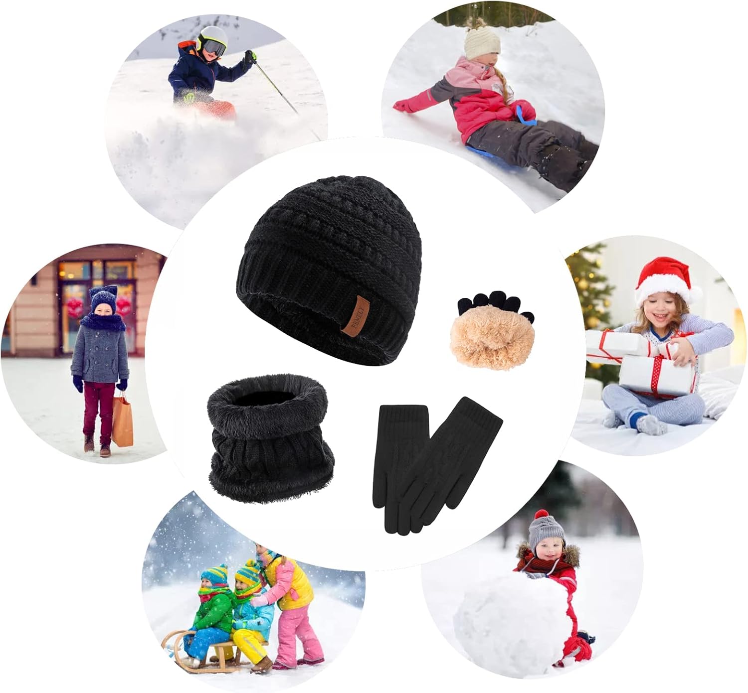 3Pcs Kids Winter Beanie Hat Scarf Gloves Set for 2-6-10-14 Years Old Boys Girls, Knit Thick Warm Fleece Lined Thermal Sets - Image 7