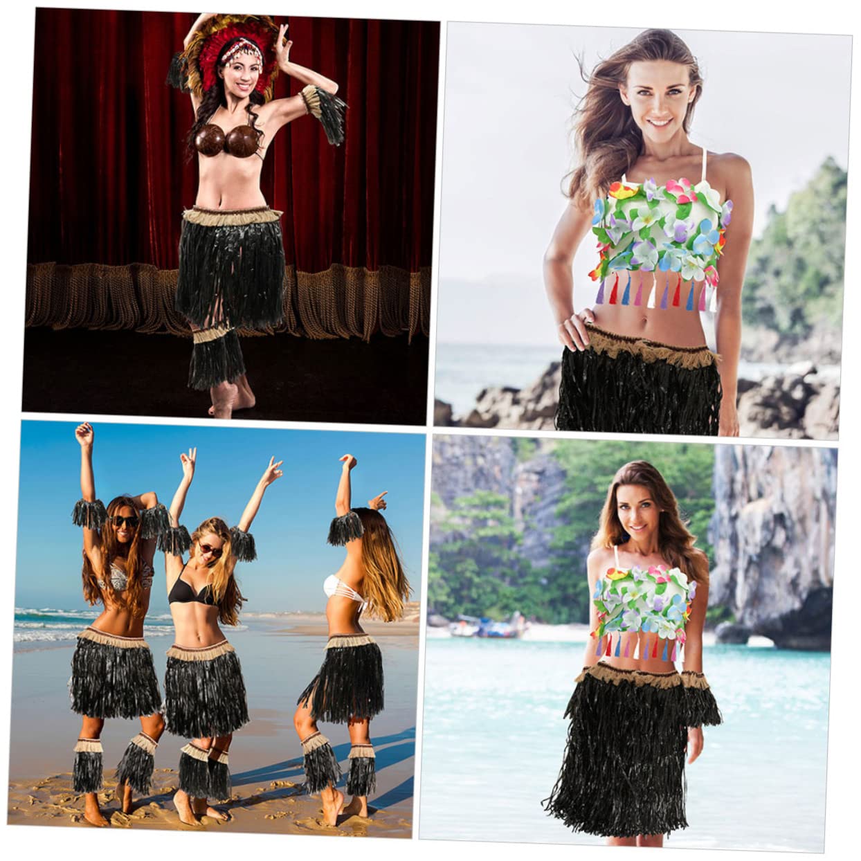 ibasenice 2 Juegos Hula Hawaiano Faldas De Para Mujer Chica Hula Falda Hula Falda Hawaiana Hula Falda Para Mujer Falda Luau Articulos De Ropa Paño Cordón Banquete