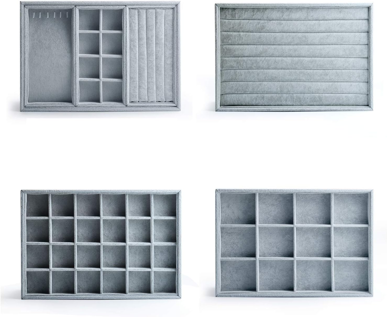 Oirlv 4 Velvet Jewelry Trays Jewelry Drawer Organizer Tray Series
